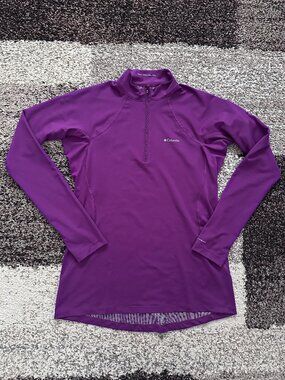 COLUMBIA (L) Plum Purple Womens Omni-Heat Midweight Baselayer Half Zip Top Shirt